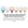 jl0096 jogo de 6 copos em vidro com base esfera mix de cores 450ml btc descr