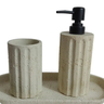 po0188 conjunto de 3 pecas para banheiro em resina bege texturizado btc detalhes