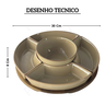 un0012 petisqueira em madeira com 5 bowls em ceramica bege btc desenho