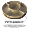 un0012 petisqueira em madeira com 5 bowls em ceramica bege btc descr