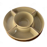 un0012 petisqueira em madeira com 5 bowls em ceramica bege btc decima