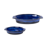 un0023 conjunto de 2 travessas em ceramica azul oval btc