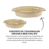 un0024 conjunto de 2 travessas em ceramica bege oval btc descr