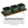 un0031 petisqueira em madeira com 3 bowls em ceramica verde btc descr