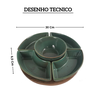 un0036 petisqueira em madeira com 5 bowls em ceramica verde btc desenho