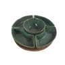 un0036 petisqueira em madeira com 5 bowls em ceramica verde btc
