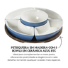 un0055 petisqueira em madeira com 5 bowls em ceramica azul degrade btc descr