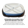 un0056 petisqueira em madeira com 4 bowls em ceramica azul degrade btc descr