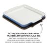 un0057 petisqueira em madeira com travessa em ceramica azul degrade btc descr