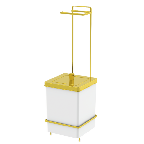 1632bcd lixeira quadrada e suporte para papel higienico douradobranco perfezione future semnada
