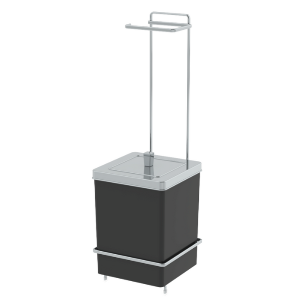 1632ptc lixeira quadrada e suporte para papel higienico cromadopreto perfezione future semnada