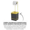 1632ptd lixeira quadrada e suporte para papel higienico douradopreto perfezione future descr