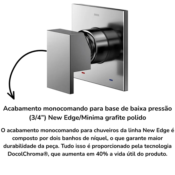 acabamento monocomando para base de baixa pressao 34 new edgeminima grafite polido 1