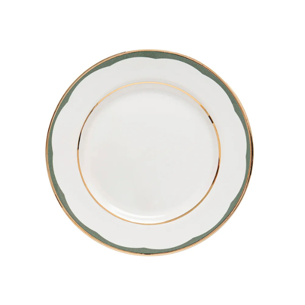 310937 prato de sobremesa aquarelle em ceramica filetad ouro olive copa cia