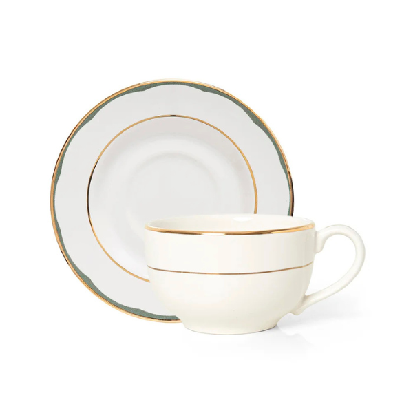 310938 xicara com pires aquarelle em ceramica filetado ouro olive copa cia