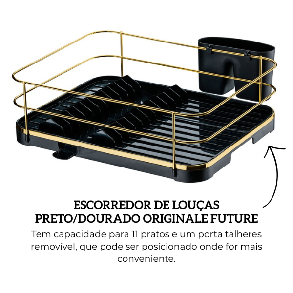 983dd escorredor de loucas preto dourado originale future descr