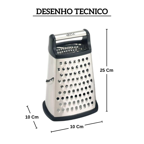 5772 ralador jumbo profissional inox 4 faces com recipiente weck desenho