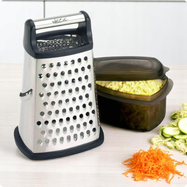 5772 ralador jumbo profissional inox 4 faces com recipiente weck ambiental