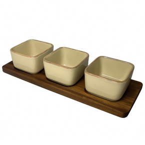 porta aperitivos de ceramica bege e base de madeira 3 pcs un0002 4