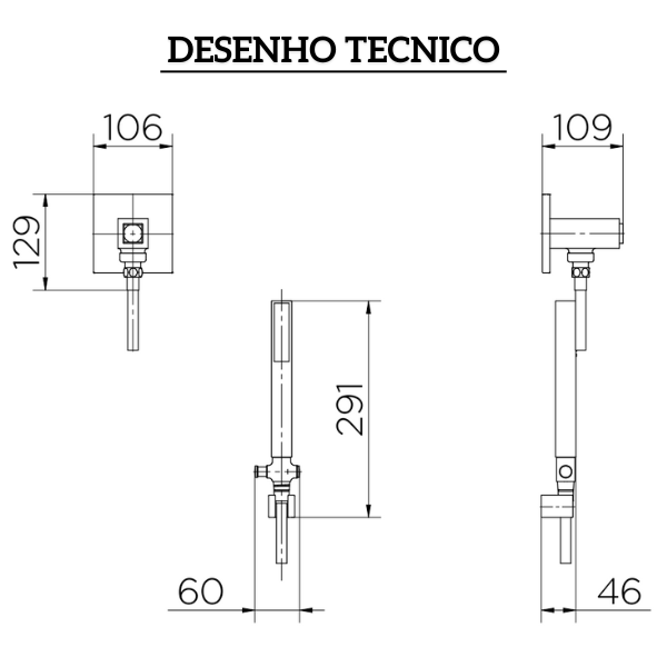 90006042006 desviador para chuveiro cromado square docol desenho