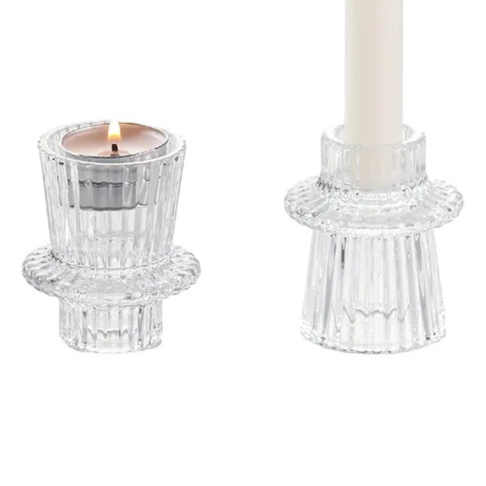 jogo 2 porta velas lines 6cm x 6cm x 7cm vidro wollf 61933 3