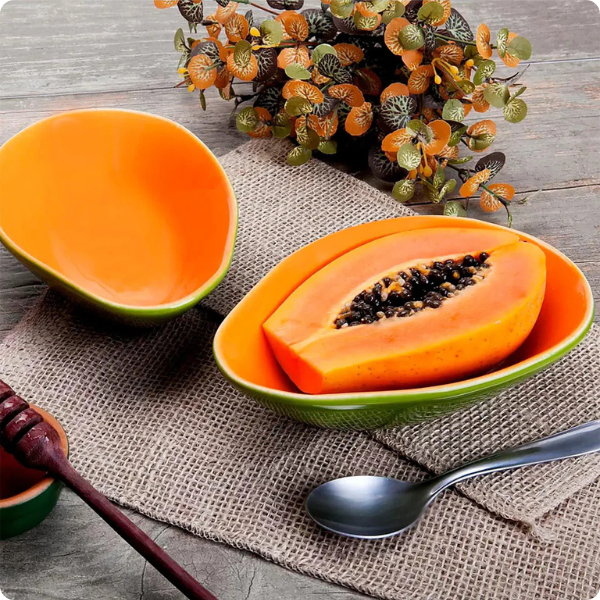 30 7709 conjunto de 6 bowls em ceramica mamao 330ml frutas scalla ambiental