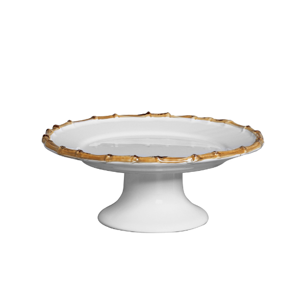 276 1698 porta torta com pe em ceramica 27 5cm bambu flat scalla