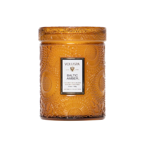 mini vela pote vidro 50h relevo baltic amber voluspa 7353