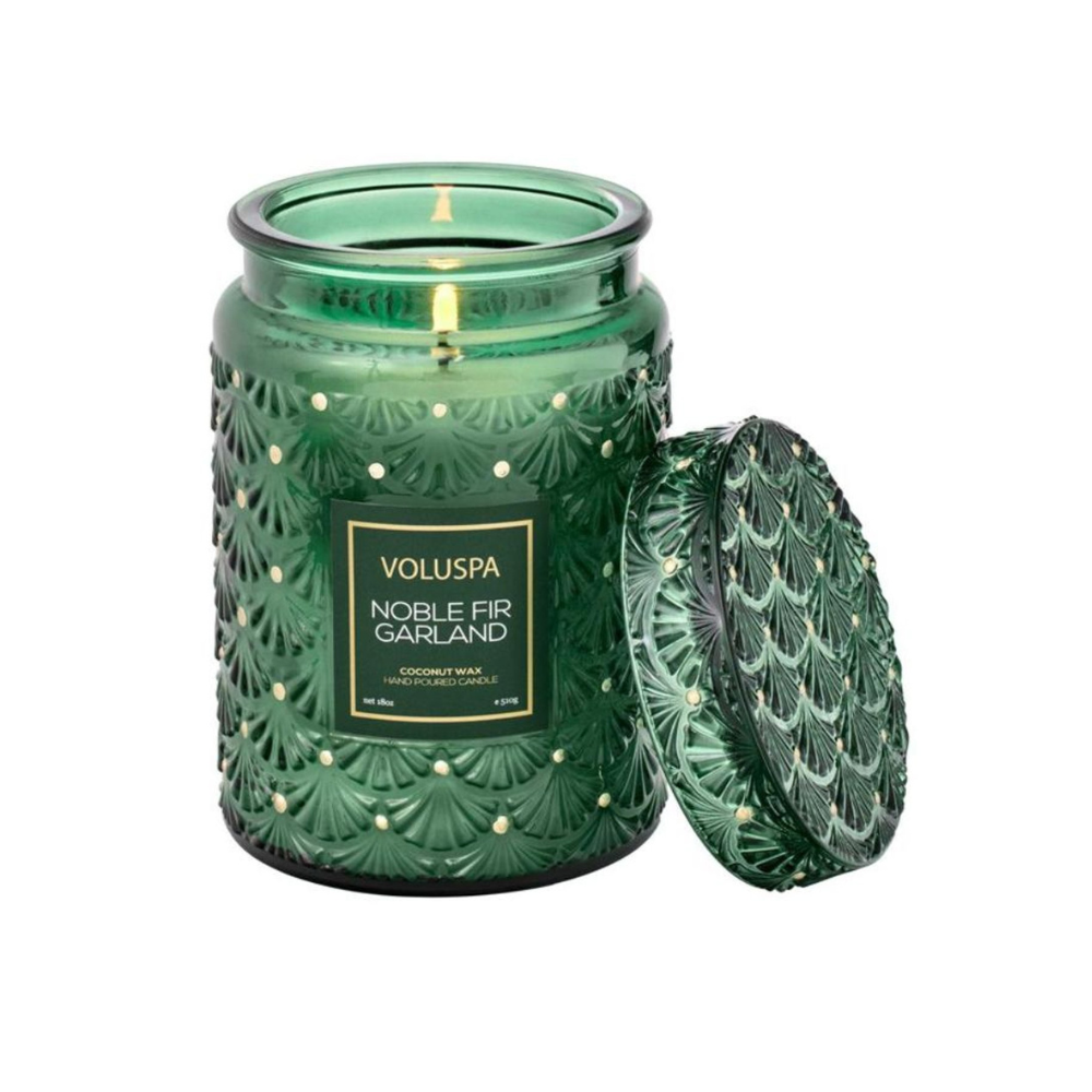 vela pote vidro g 100 hoas noble fir garland voluspa 55310