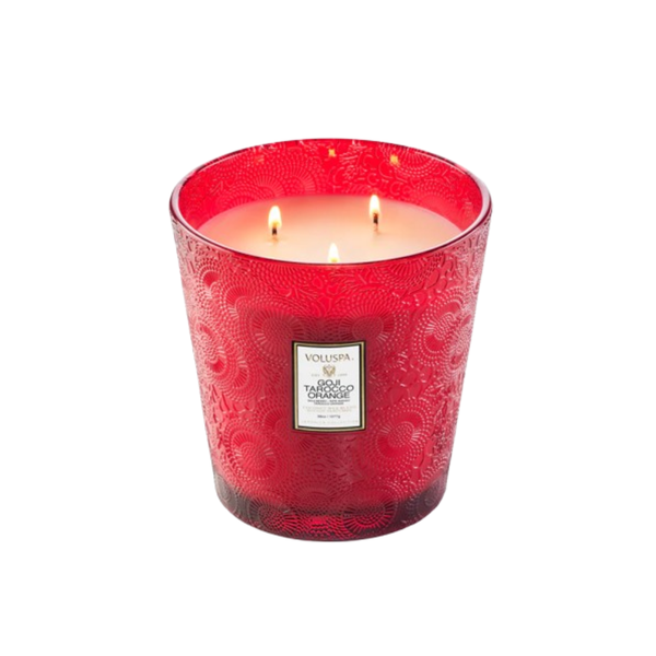 vela vaso pedestal 3 pavios 80h goji tarocco orange 7381