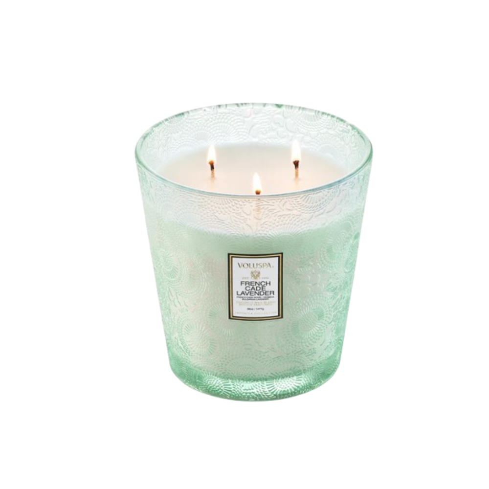 vela vaso pedestal 3 pavios 80h french cade lavender 7384