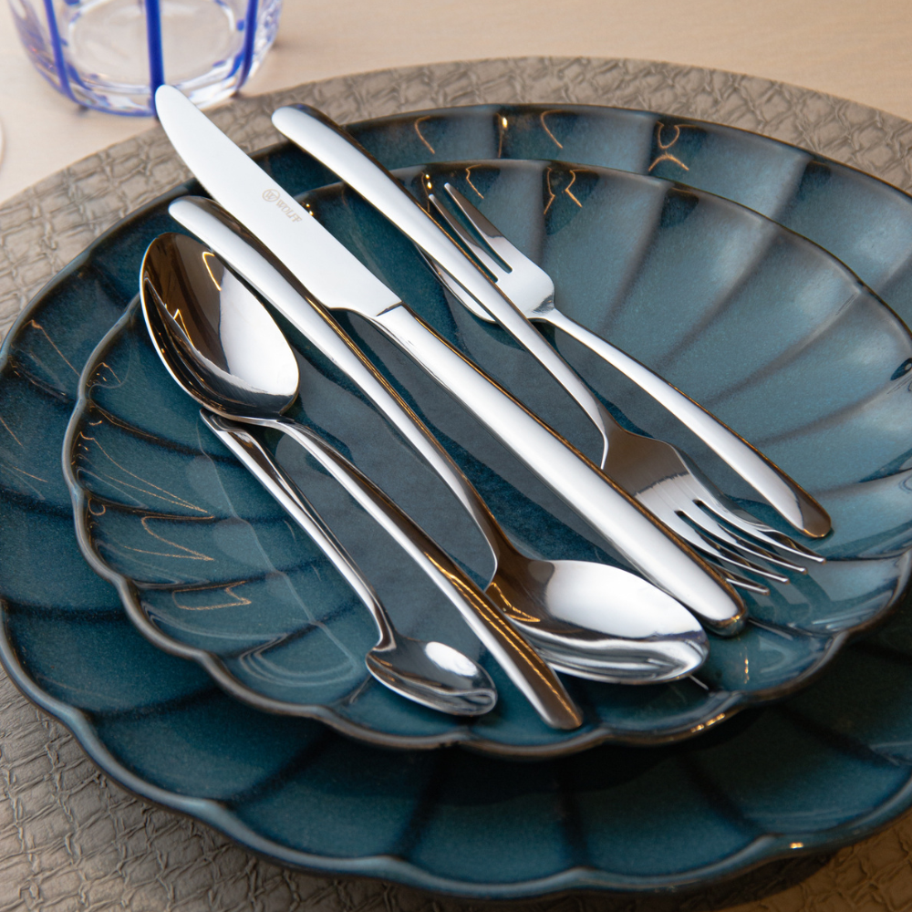 faqueiro viena com 54 pecas em aco inox com caixa litografada wolff 71884