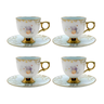 jogo de 8 pecas para cafe madeleine em new bone china com borda dourada 90ml azul 31539
