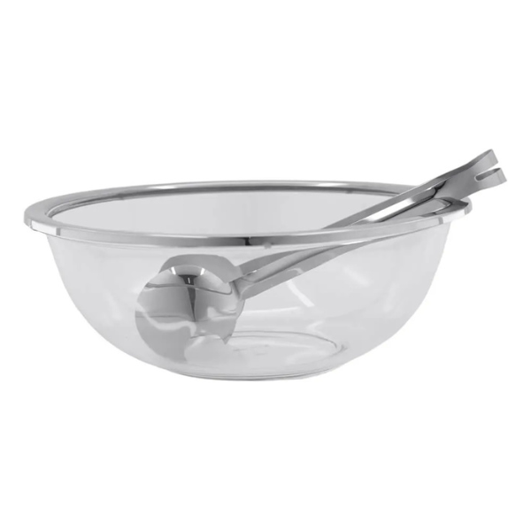 r00691 saladeira com pegador em vidro e aco inox milan riva