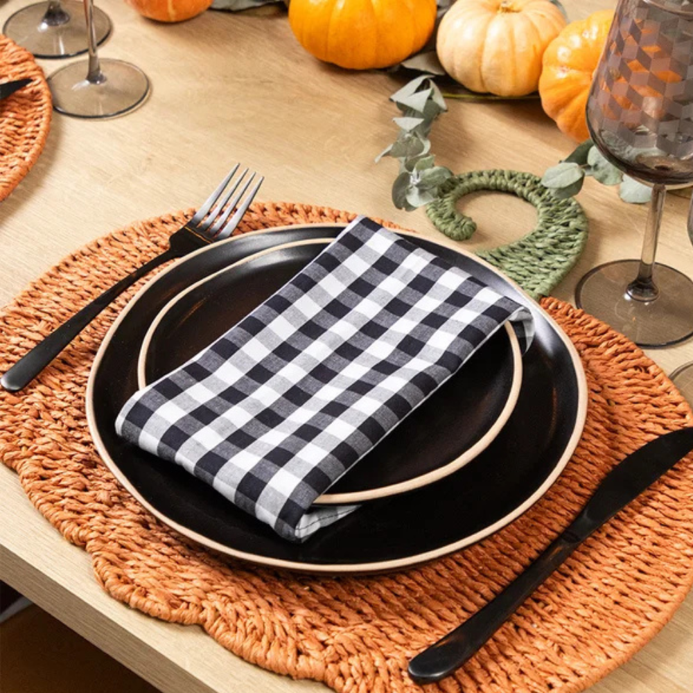 guardanapo 42cm x 42cm xadrez preto e branco 310191