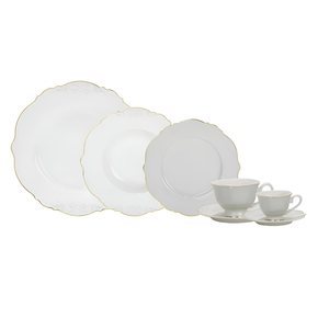 aparelho de jantar royal classic em new bone china com filado dourado 42 pecas 31532