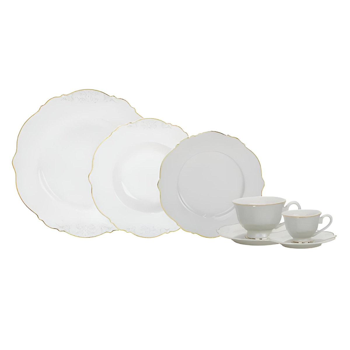 aparelho de jantar royal classic em new bone china com filado dourado 42 pecas 31532