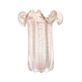 vaso devidro italy transparente e dourado 22cm x 22cm x 27cm wollf 29458