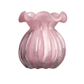 vaso italy 10 x 11cm rosa leitoso em vidro wollf 61795