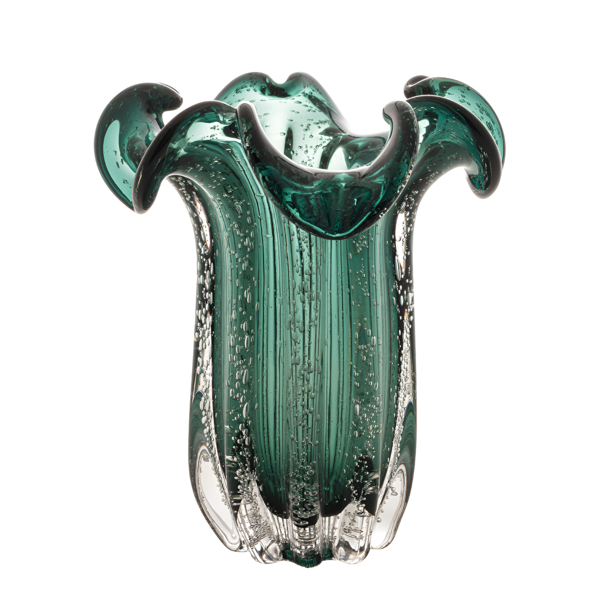 vaso de vidro flat italy verde esmeralda 19 x 24cm wollf 29058
