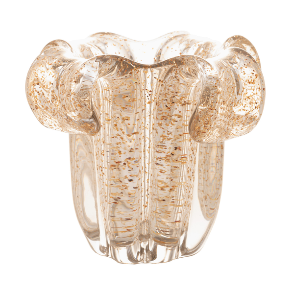 vaso de vidro italy dourado 14cm x 13cm wollf 29205