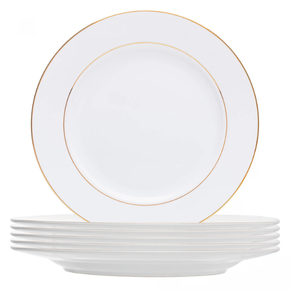 18082 conjunto de 6 pratos rasos de porcelana com fio de ouro monaco branco wolff