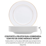 18083 conjunto de 6 pratos para sobremesa de porcelana com fio de ouro monaco branco wolff descr