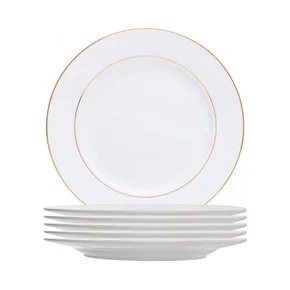 18083 conjunto de 6 pratos para sobremesa de porcelana com fio de ouro monaco branco wolff