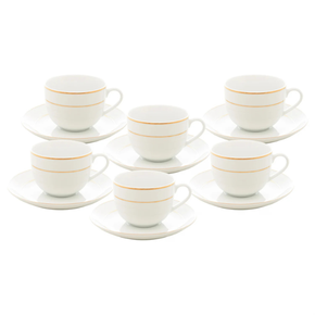 18084 conjunto de 6 xicaras de cha com pires e fio de ouro monaco branco 220ml wolff