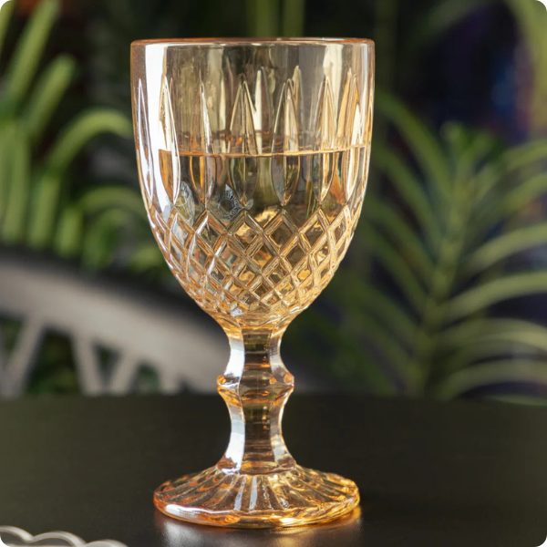 21238 taca de agua greek 320ml ambar metalizado vidro wolff ambiental