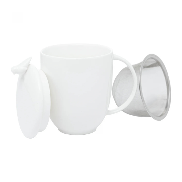 17420 caneca com infusor branco em porcelana 350ml birds wolff pecas