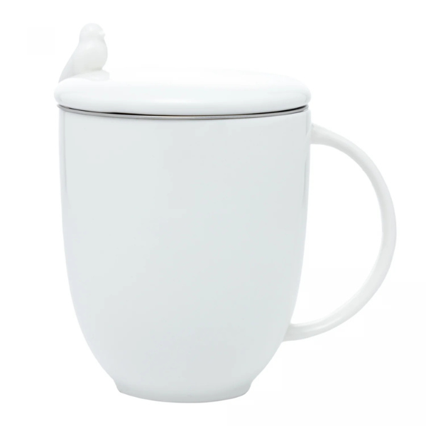 17420 caneca com infusor branco em porcelana 350ml birds wolff delado