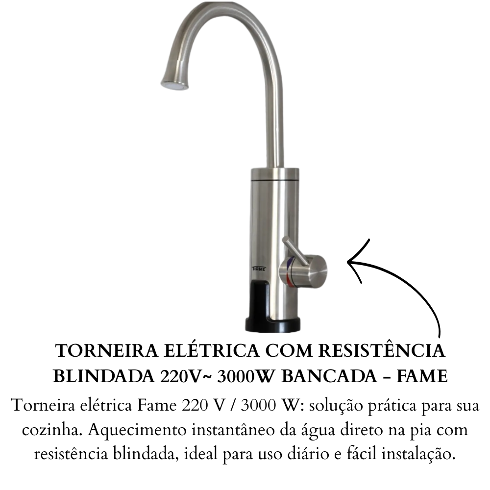 TORNEIRA ELETRICA COM RESISTENCIA BLINDADA 220V 3000W BANCADA
