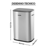 6356055003 lixeira retangular com sensor de abertura em aco inox 55l vonder desenho